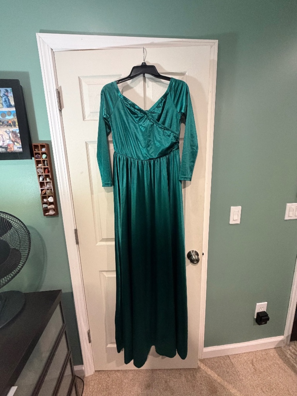 Satin off-the-shoulder formal dress size large